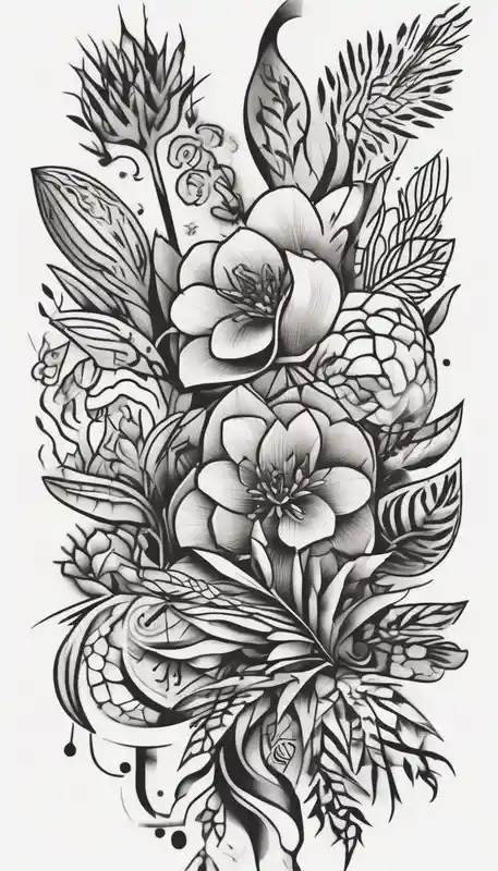 City of barcelona, Spanish plants, leg sleeve half sleeve tattoos for men – Old school, Couleurs vives